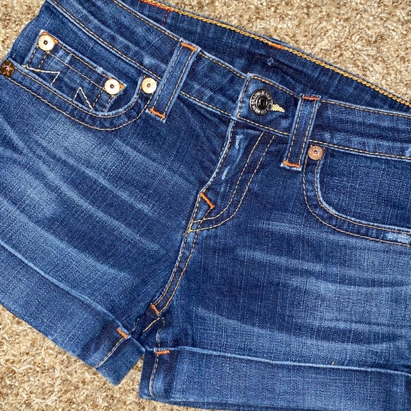 true religion blue jean shorts